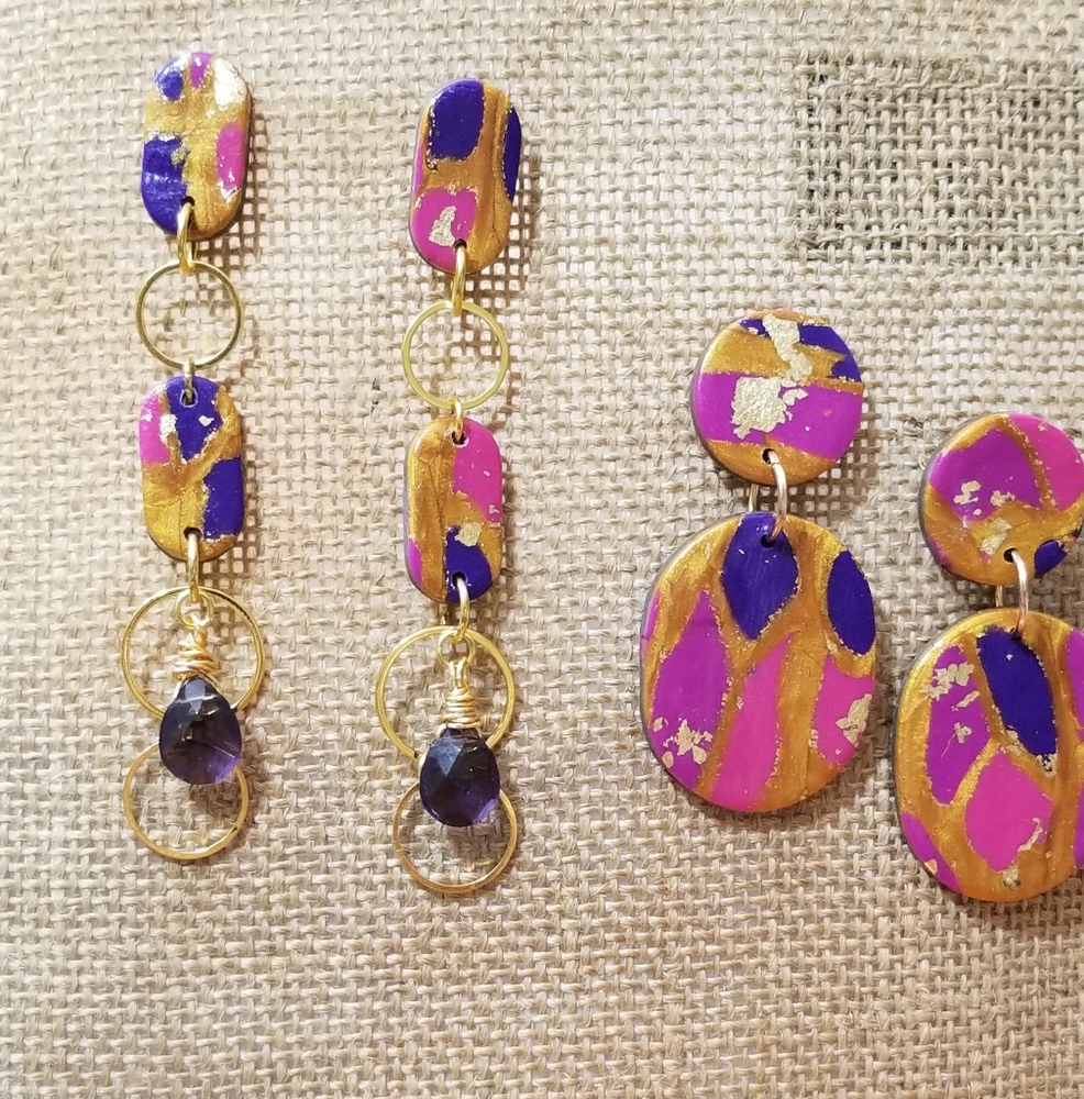 Handcrafted clay earrings